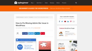 
                            10. How to Fix Missing Admin Bar Issue in WordPress - WPBeginner