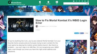 
                            8. How to Fix Mortal Kombat X's WBID Login Error - Gamezebo