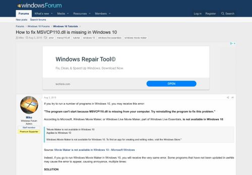 
                            7. How to fix MSVCP110.dll is missing in Windows 10 | Windows Forum
