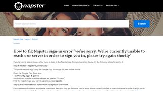 
                            3. How to fix Napster sign-in error “we're sorry. We're currently unable to ...