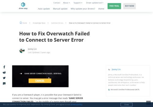 
                            12. How to Fix Overwatch Failed to Connect to Server Error - Driver Easy