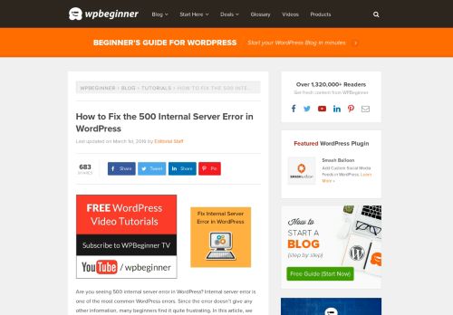 
                            4. How to Fix the 500 Internal Server Error in WordPress (with Video)