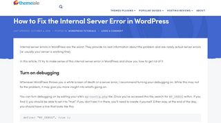 
                            12. How to Fix the Internal Server Error in WordPress - ThemeIsle