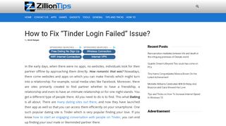 
                            13. How to Fix “Tinder Login Failed” Issue? - ZillionTips