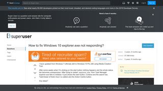 
                            2. How to fix Windows 10 explorer.exe not responding? - Super User