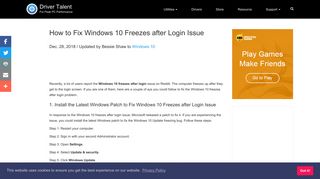 
                            4. How to Fix Windows 10 Freezes after Login Issue | Driver Talent