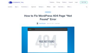 
                            10. How to Fix WordPress 404 Page Not Found Error - Cloudways