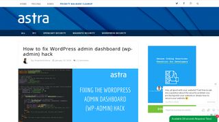 
                            5. How to fix WordPress admin dashboard (wp-admin) hack - Astra Web ...