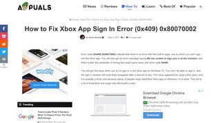 
                            12. How to Fix Xbox App Sign In Error (0x409) 0x80070002 - Appuals.com