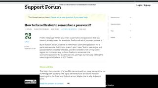 
                            4. How to force Firefox to remember a password? - Mozilla Support