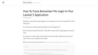
                            7. How To Force Remember Me Login In Your Laravel 5 Application ...