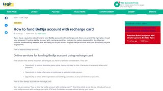 
                            5. How to fund Bet9ja account with recharge card ▷ Legit.ng