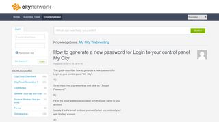 
                            2. How to generate a new password for Login to your ... - City Network