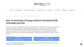
                            10. How To Generate / Change Lakshmi Vilas Bank (LVB) ATM Debit ...