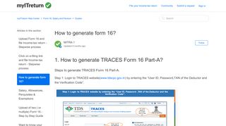 
                            13. How to generate form 16? – myITreturn Help Center