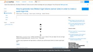 
                            13. How to generate new Meteor login tokens (server side) in order to ...