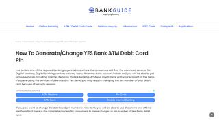 
                            7. How To Generate/Change YES Bank ATM Debit Card Pin - Bank Guide