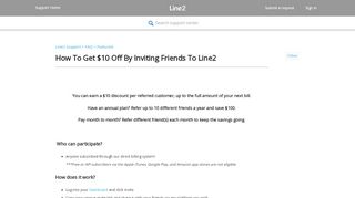 
                            9. How To Get $10 Off By Inviting Friends To Line2 – Line2 Support