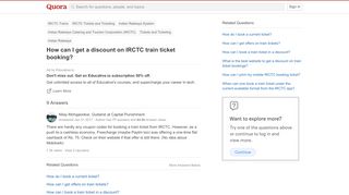 
                            13. How to get a discount on IRCTC train ticket booking - Quora