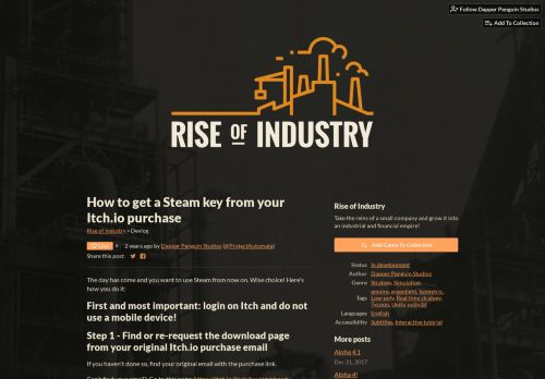 
                            13. How to get a Steam key from your Itch.io purchase - Rise of Industry by ...