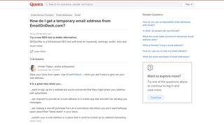 
                            11. How to get a temporary email address from EmailOnDeck.com - Quora