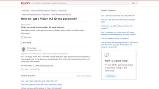 
                            4. How to get a Vision IAS ID and password - Quora