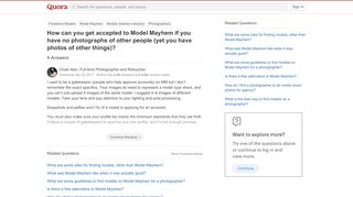 
                            11. How to get accepted to Model Mayhem if you have no photographs of ...