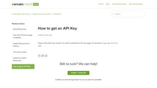 
                            4. How to get an API Key – Envato Market Help Center