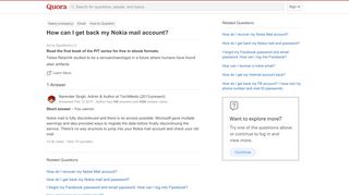 
                            3. How to get back my Nokia mail account - Quora