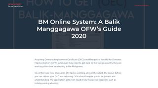
                            11. How to Get Balik Manggagawa (OEC) Using BmOnline Website 2019
