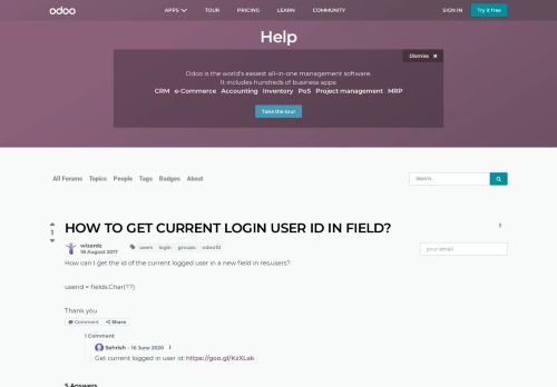 
                            5. HOW TO GET CURRENT LOGIN USER ID IN FIELD? | Odoo