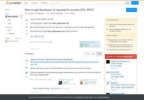 
                            6. How to get developer Id required to access AOL APIs? - Stack Overflow