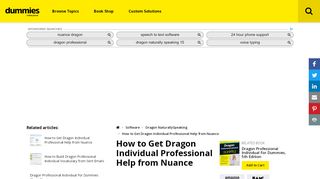 
                            9. How to Get Dragon Individual Professional Help from Nuance - dummies