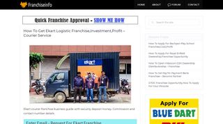 
                            10. How To Get Ekart Logistic Franchise,Investment,Profit - Courier Service