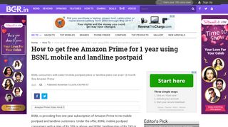 
                            9. How to get free Amazon Prime for 1 year using BSNL mobile and ...