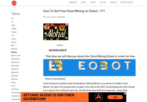 
                            6. How To Get Free Cloud Mining on Eobot...??? • Newbium