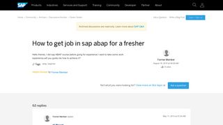 
                            9. How to get job in sap abap for a fresher - archive SAP