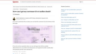 
                            6. How to get my customer ID at Andhra Bank - Quora