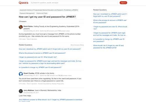 
                            12. How to get my user ID and password for JIPMER - Quora