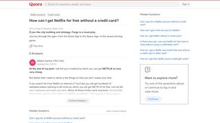 
                            9. How to get Netflix for free without a credit card - Quora