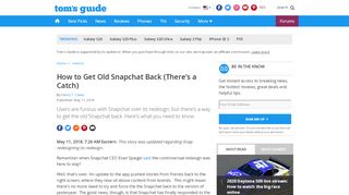 
                            12. How to Get Old Snapchat Back (There's a Catch) - Tom's Guide