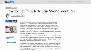 
                            12. How to Get People to Join World Ventures | Bizfluent