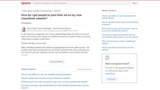 
                            7. How to get people to post their ad on my new classifieds website ...
