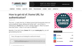 
                            11. How to get rid of /home URL for authentication? - Laravel Daily