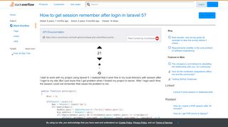 
                            1. How to get session remember after login in laravel 5? - Stack Overflow