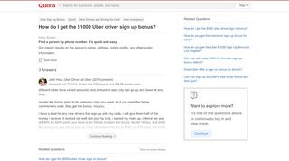 
                            8. How to get the $1000 Uber driver sign up bonus - Quora