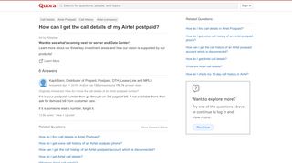 
                            4. How to get the call details of my Airtel postpaid - Quora