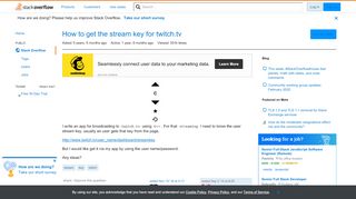 
                            4. How to get the stream key for twitch.tv - Stack Overflow