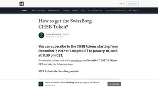 
                            3. How to get the SwissBorg CHSB Token? – SwissBorg – Medium