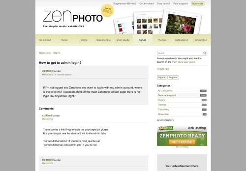 
                            5. How to get to admin login? - Zenphoto forum